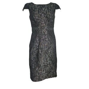 Taylor Dress Womens 2‎ Black Gray Short Sleeve Zip Back Pencil Business Career